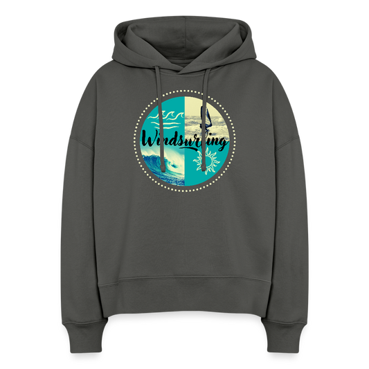 Boxy Frauen Bio Hoodie -ocean- - Anthrazit