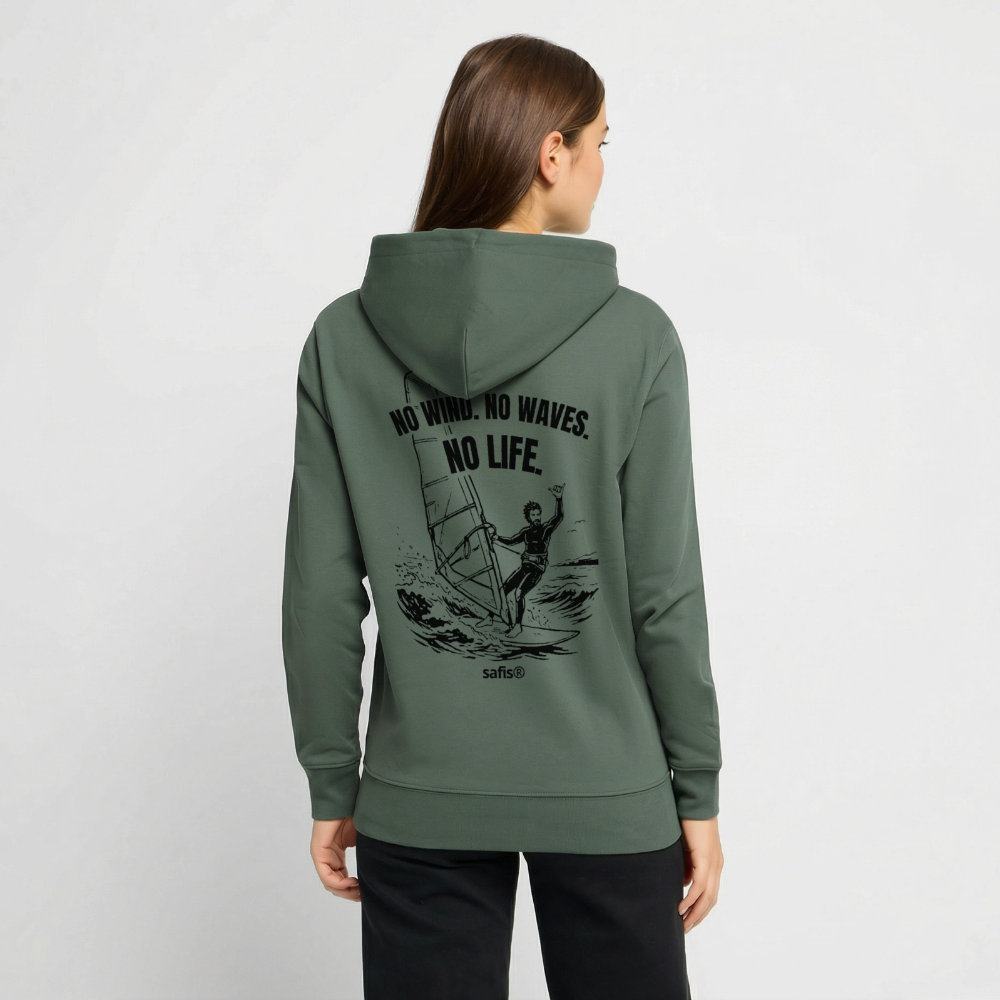 -no life- Unisex Bio-Hoodie CRUISER - Tanngrün