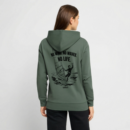 -no life- Unisex Bio-Hoodie CRUISER - Tanngrün