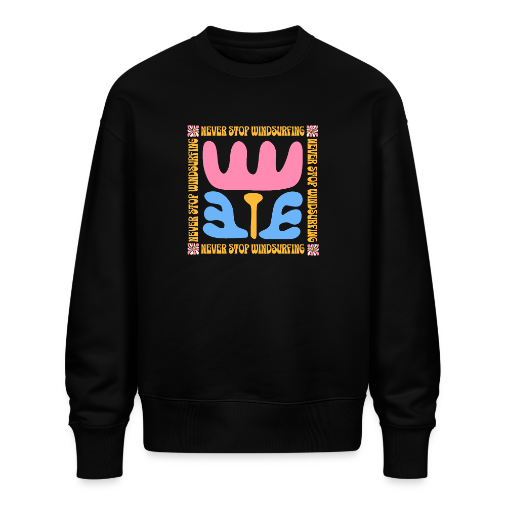 Unisex Oversize Bio Pullover -wavy- - Schwarz