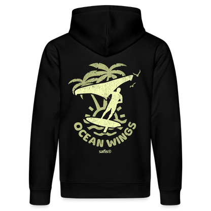 safis® wingsurf Unisex Bio-Hoodie DRUMMER -ocean wings- - Schwarz