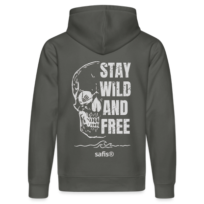 safis® Windsurf Shirt -wild and free- Unisex Bio-Hoodie DRUMMER - Anthrazit