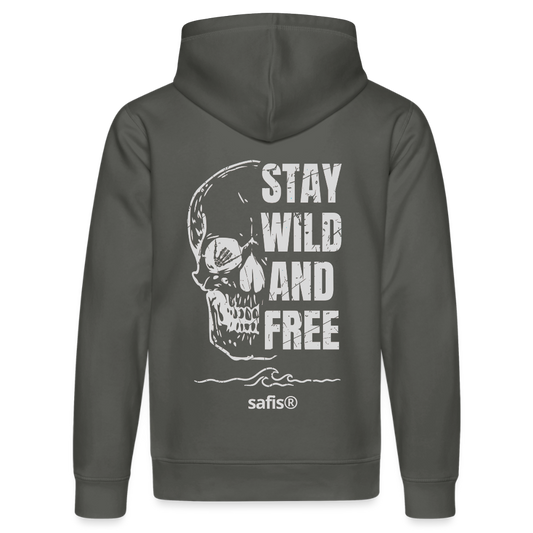 safis® Windsurf Shirt -wild and free- Unisex Bio-Hoodie DRUMMER - Anthrazit