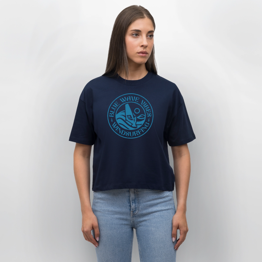 Frauen Boxy Bio-T-Shirt Nova -blue wave vibes- - Navy