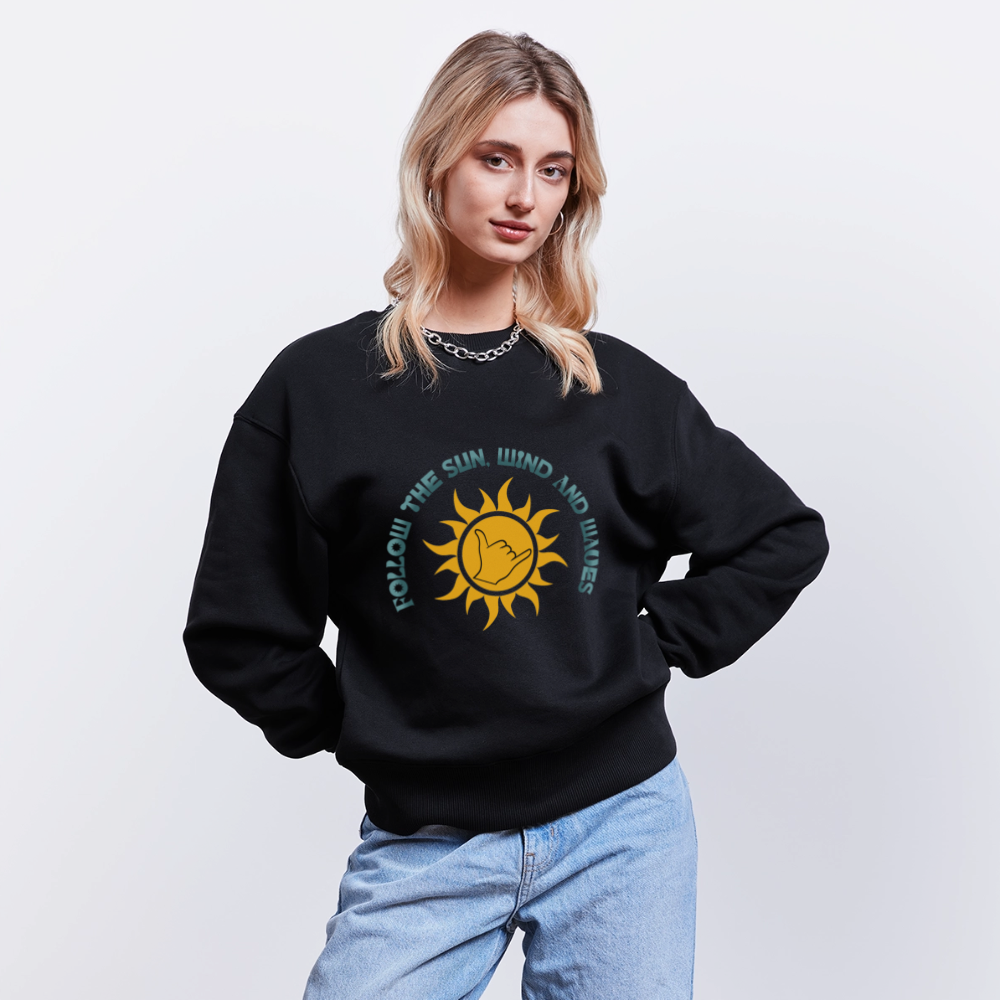 Unisex Oversize Bio Pullover -follow me- - Schwarz