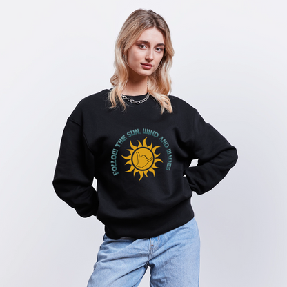 Unisex Oversize Bio Pullover -follow me- - Schwarz