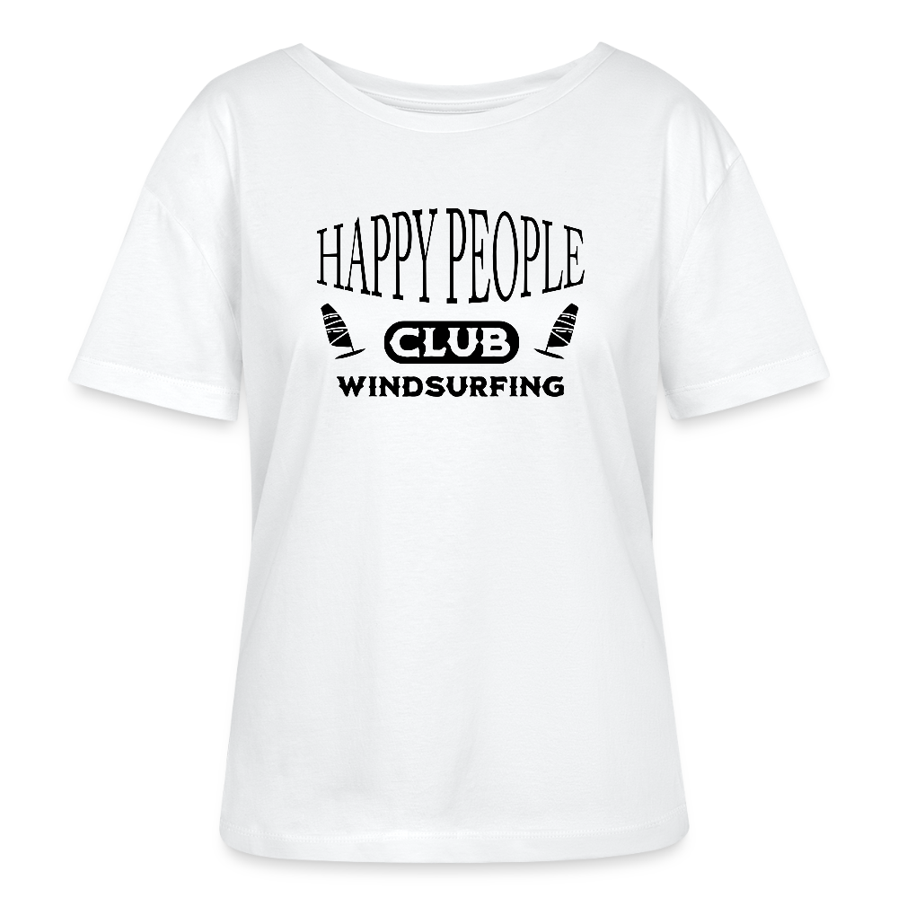 Relaxed Rundhals Frauen Bio-T-Shirt -happy people- - Weiß