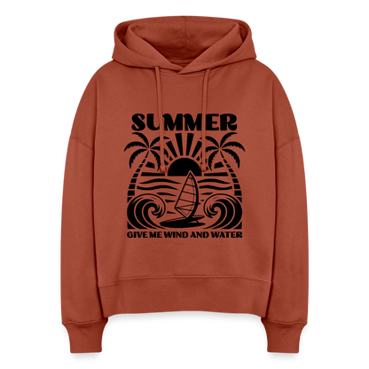 Safis Shop Frauen Bio Hoodie Nora -give me wind and water- - Terrakotta