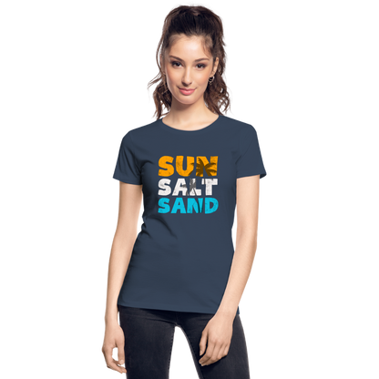 Frauen Premium Bio T-Shirt -sun salt sand- - Navy