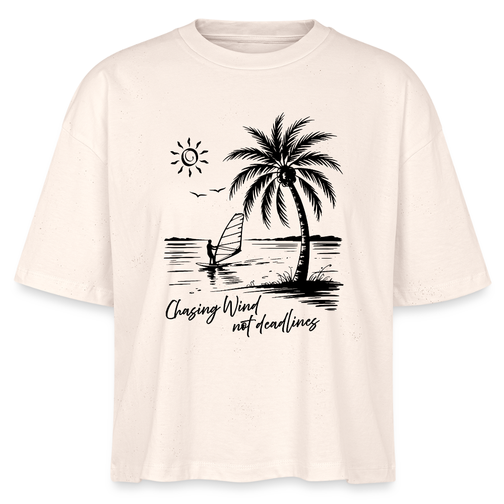 Frauen Boxy Bio-T-Shirt -chasing wind- - Weißgrau