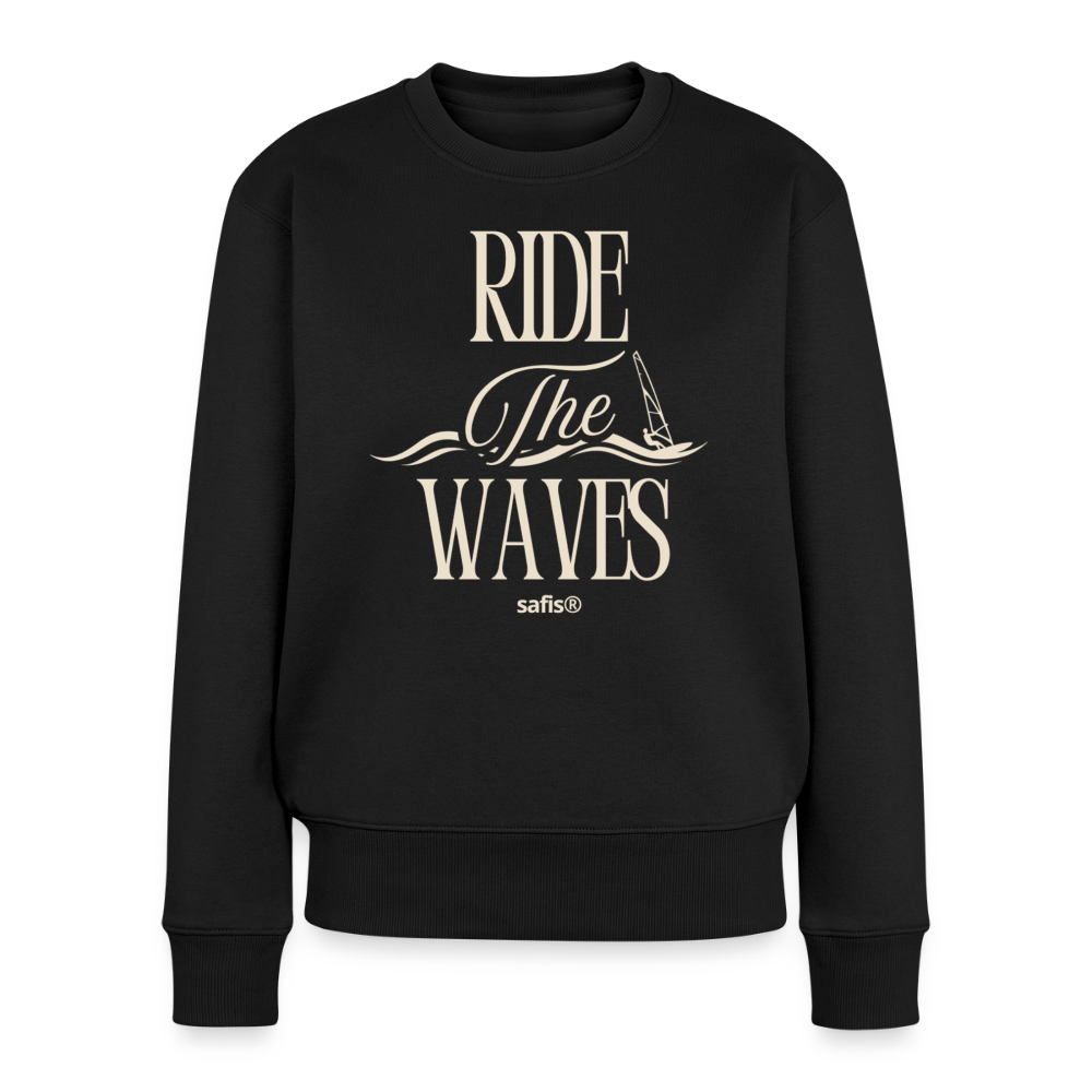 Frauen Premium Pullover -ride the waves- - Schwarz
