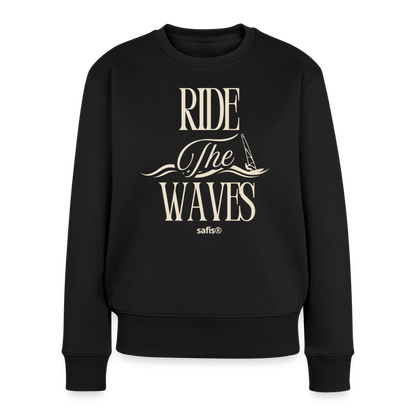 Frauen Premium Pullover -ride the waves- - Schwarz