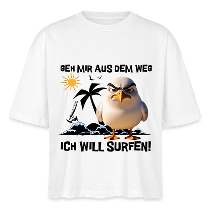 Frauen Boxy Bio-T-Shirt -ich will surfen- - Weiß