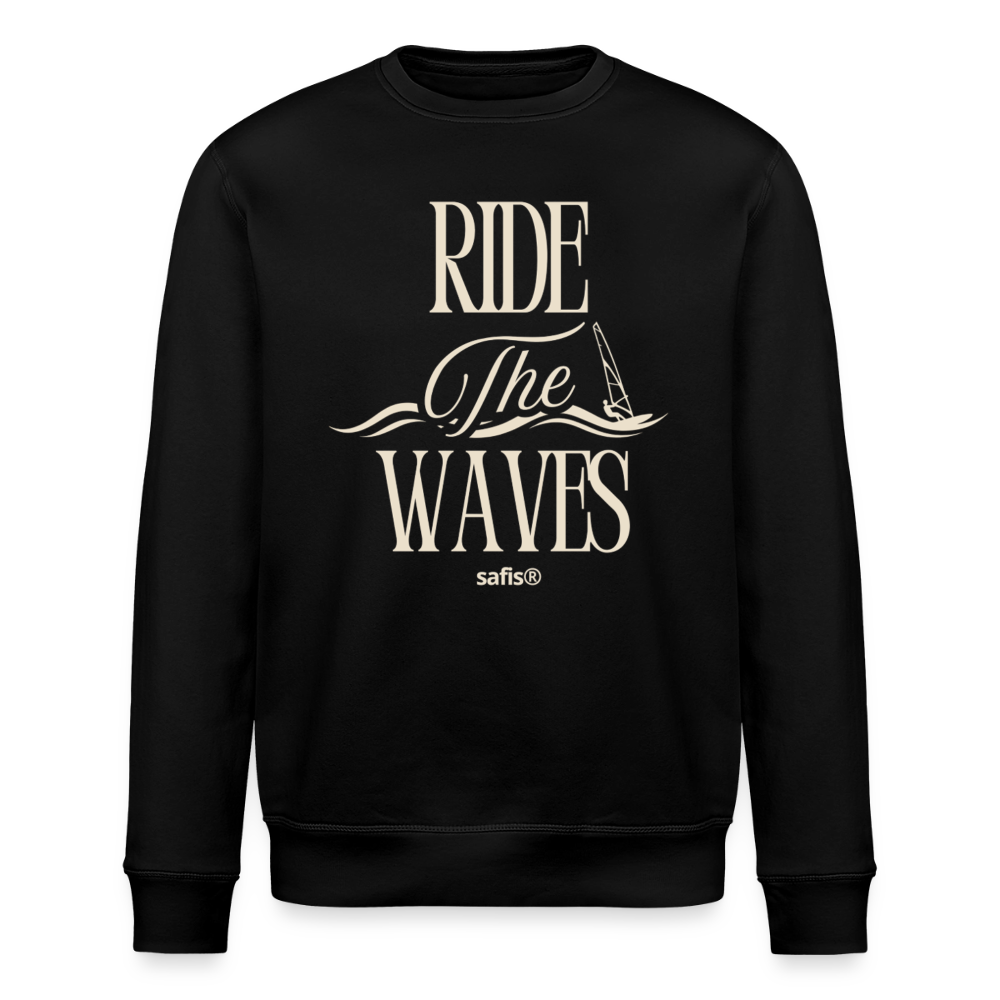 Unisex Bio-Sweatshirt ROLLER -ride the waves- - Schwarz