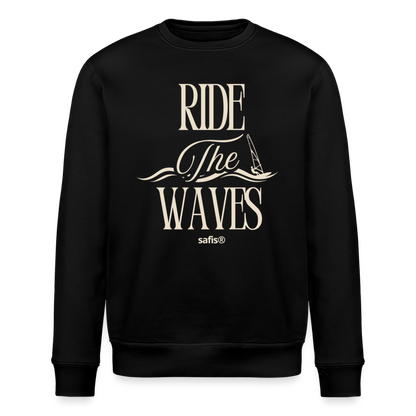 Unisex Bio-Sweatshirt ROLLER -ride the waves- - Schwarz