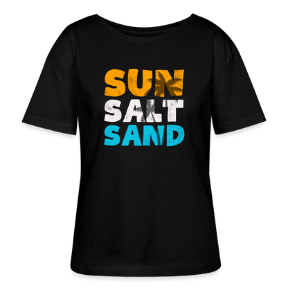 Relaxed Rundhals Frauen Bio-T-Shirt -sun salt sand- - Schwarz