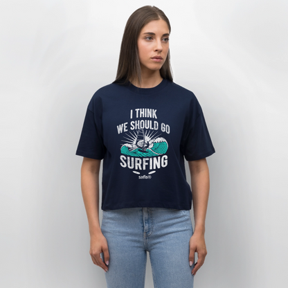 Frauen Boxy Bio-T-Shirt Nova -surfing- - Navy