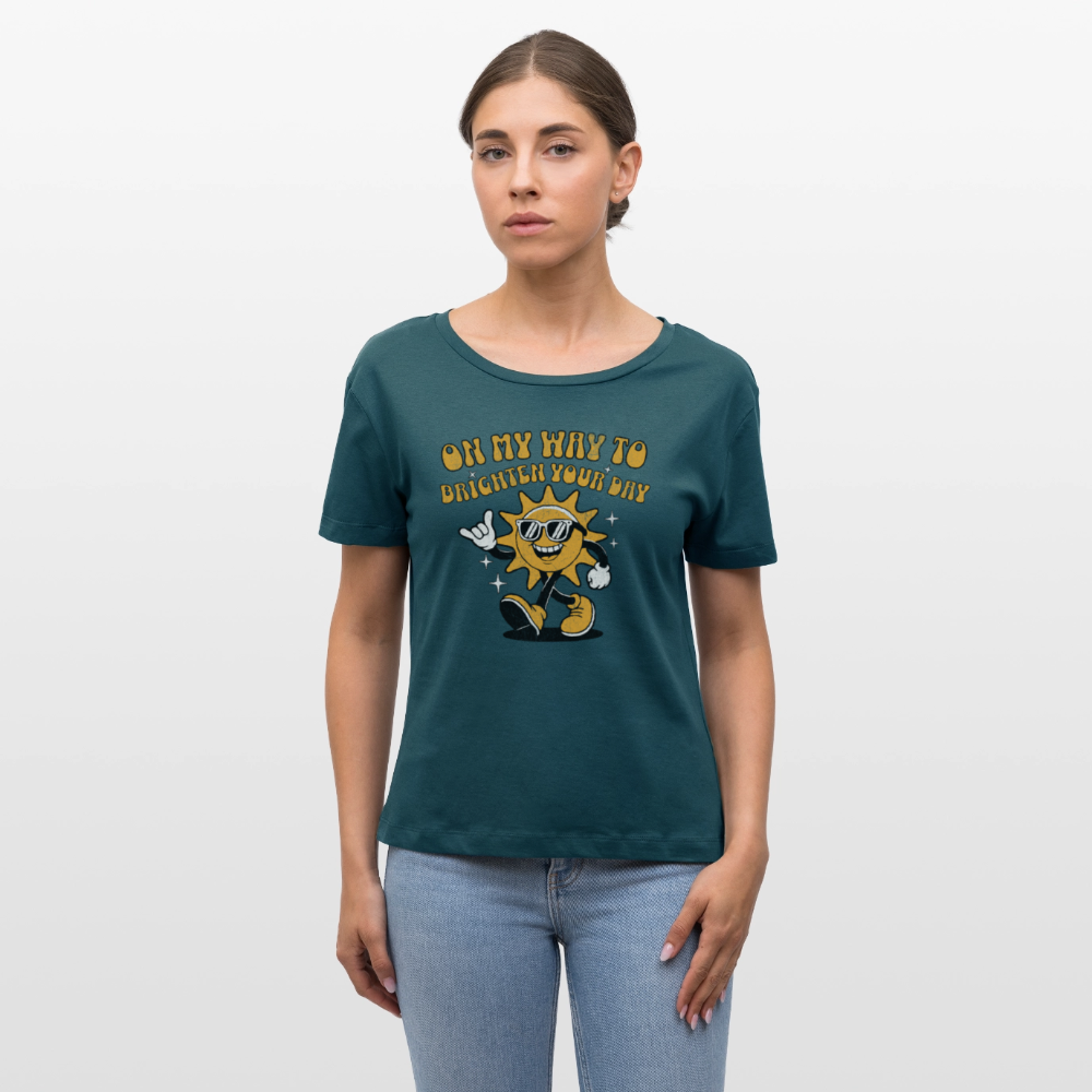 Safis Sports Frauen Bio-T-Shirt -on my way- - Dunkles Petrol
