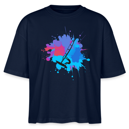 Frauen Boxy Bio-T-Shirt -Farbklecks- - Navy