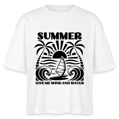Safis Shop - Frauen Boxy Bio-T-Shirt Nova -give me wind and water- - Weiß