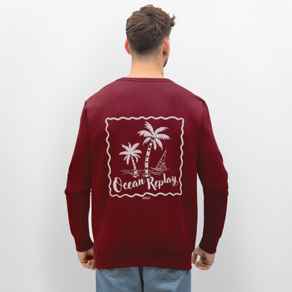 Unisex Bio-Sweatshirt Roller -Ocean replay- - Burgunderrot