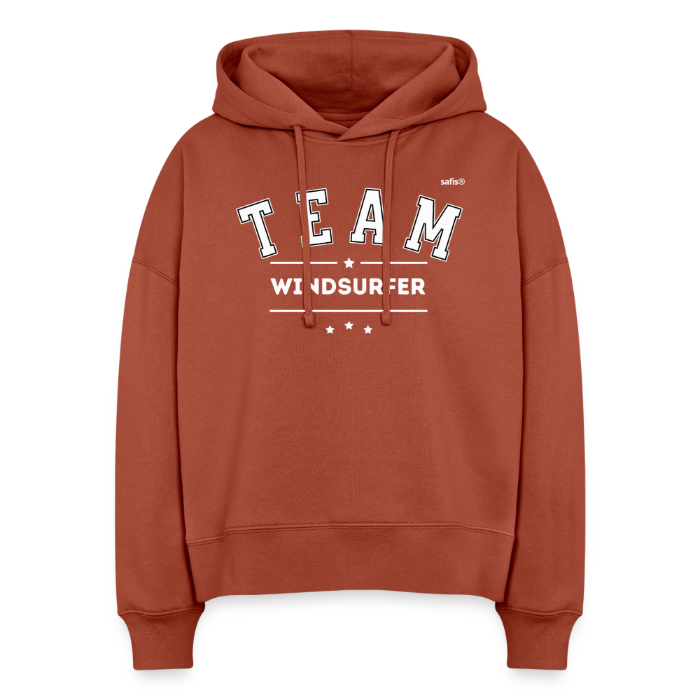 Boxy Frauen Bio Hoodie -Team Windsurfer- - Terrakotta