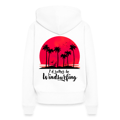 Frauen Windsurf Hoodie -I´d rather be- - Weiß