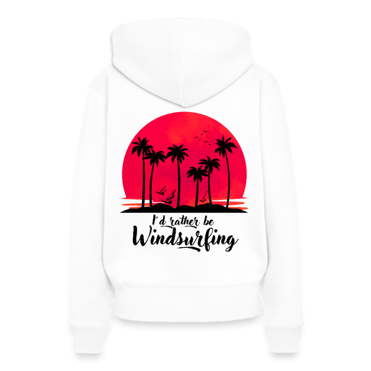 Frauen Windsurf Hoodie -I´d rather be- - Weiß