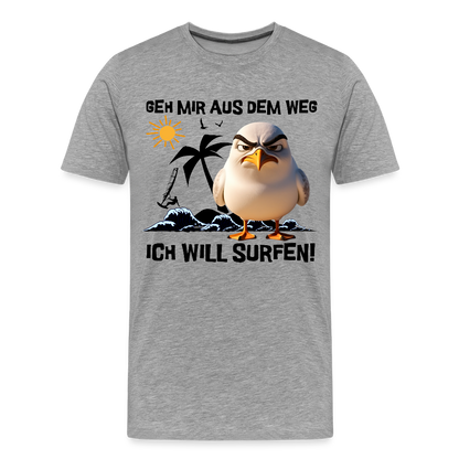 Männer Premium T-Shirt -ich will surfen- - Grau meliert