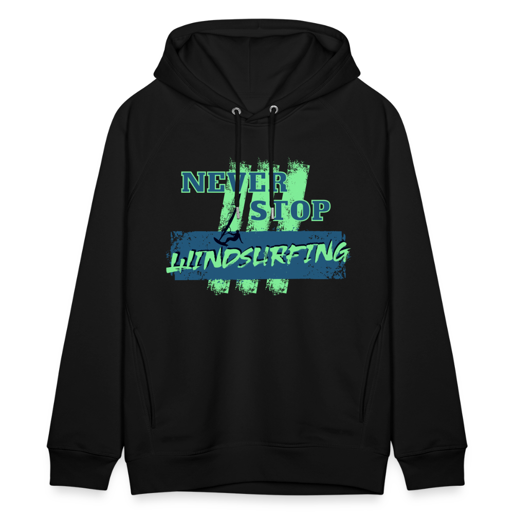 Unisex Bio-Hoodie -never stop windsurfing- - Schwarz