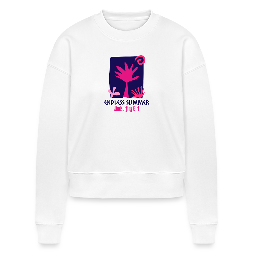 Cropped Frauen Bio-Sweatshirt -endless summer- - Weiß