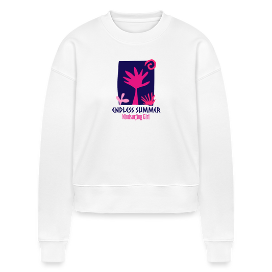 Cropped Frauen Bio-Sweatshirt -endless summer- - Weiß