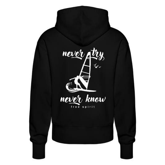 Unisex Relaxed Fit Bio-Hoodie SLAMMER -never know- - Schwarz