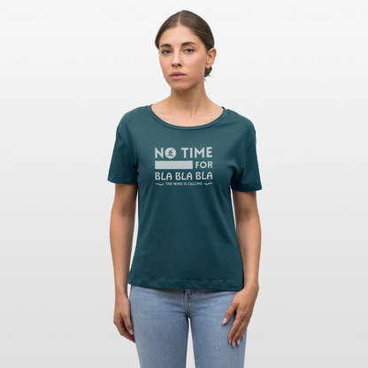 Relaxed Rundhals Frauen Bio-T-Shirt -bla bla bla- - Dunkles Petrol