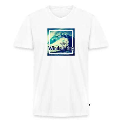 Männer Bio-T-Shirt mit V-Ausschnitt -positive vibes- - Weiß