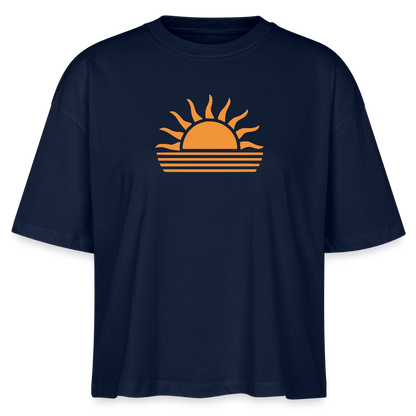 Frauen Boxy Bio-T-Shirt -sunset- - Navy