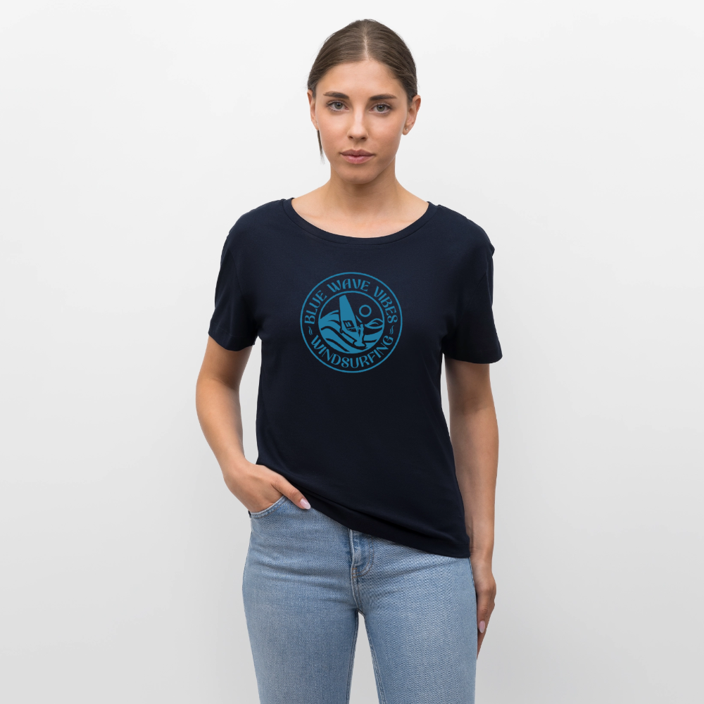 Relaxed Rundhals Frauen Bio-T-Shirt -blue wave vibes- - Navy