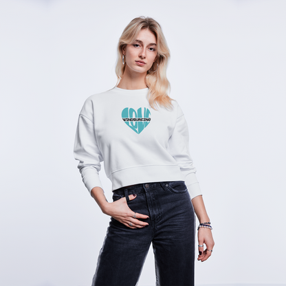 Cropped Frauen Bio-Sweatshirt -Herz- - Weiß