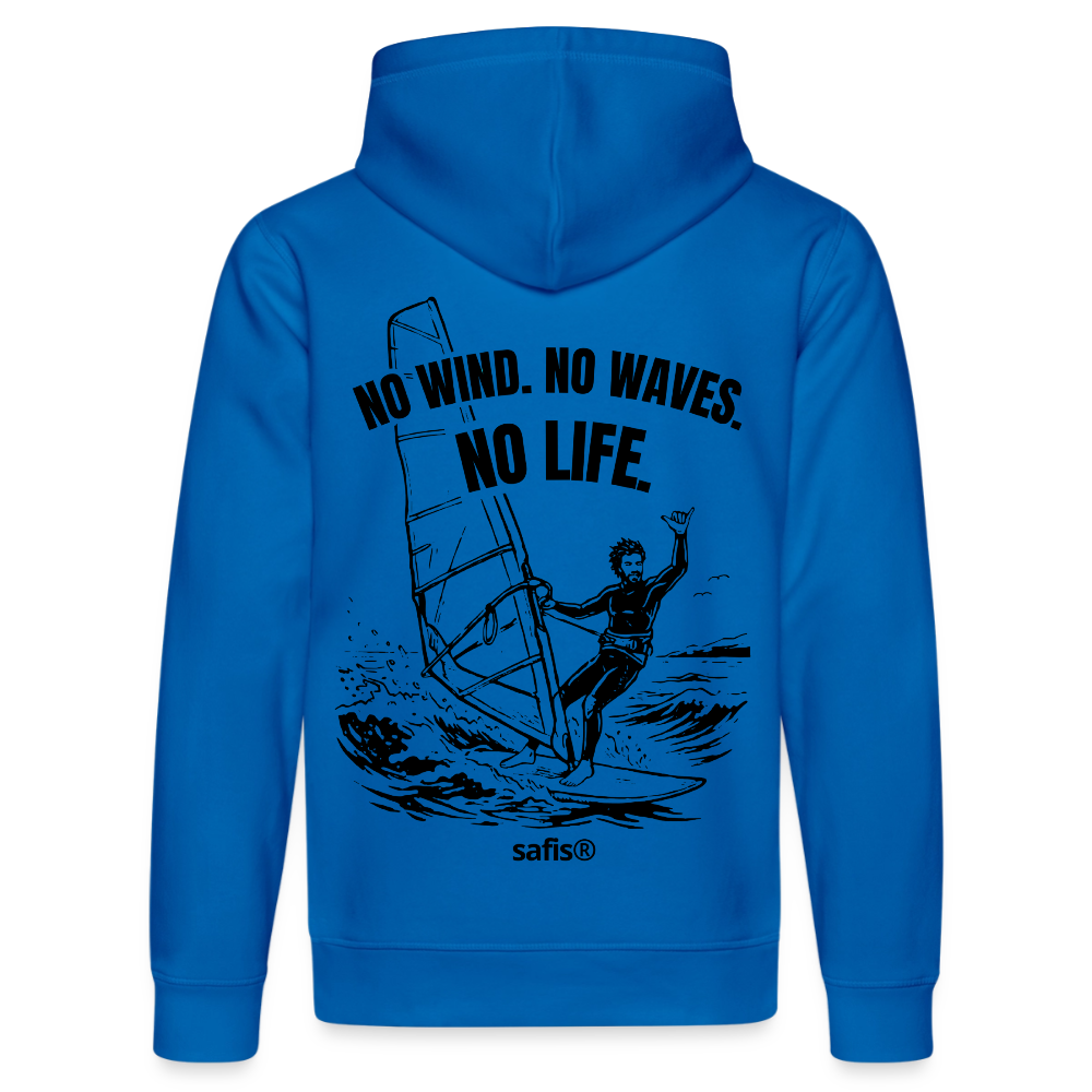 safis® Windsurf Bio-Shirt -no life- Unisex Bio-Hoodie DRUMMER - Königsblau