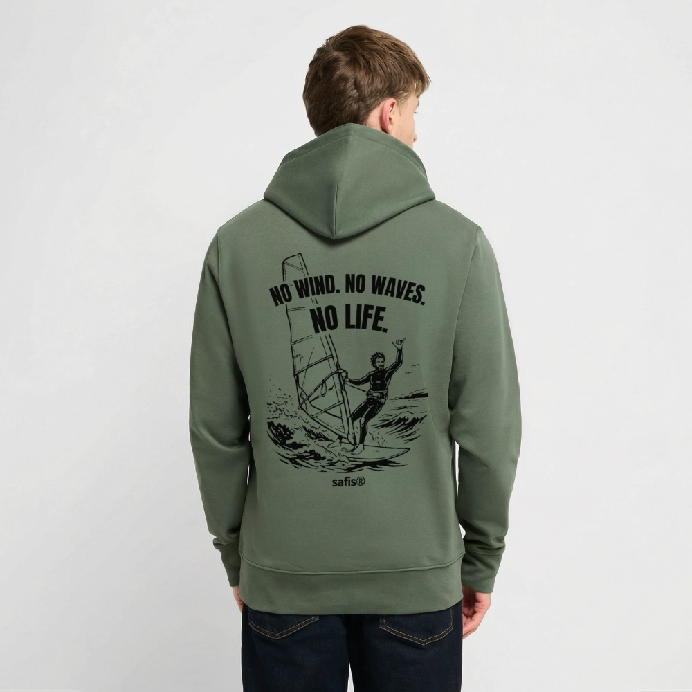 -no life- Unisex Bio-Hoodie CRUISER - Tanngrün