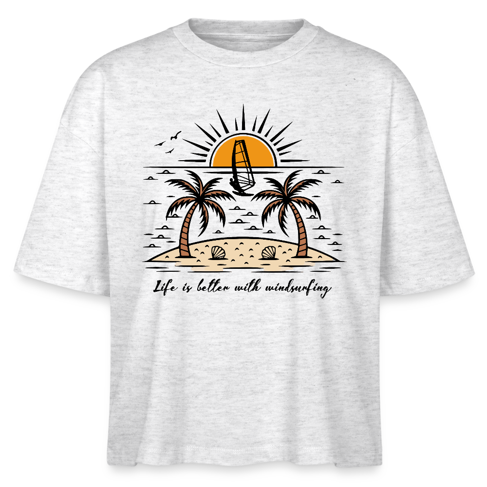 Frauen Boxy Bio-T-Shirt -better life- - Weiß meliert
