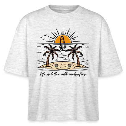 Frauen Boxy Bio-T-Shirt -better life- - Weiß meliert