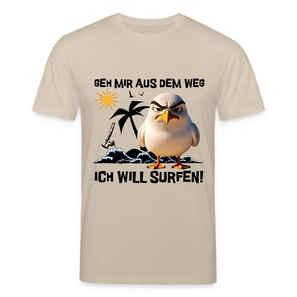 Männer Bio-T-Shirt -ich will surfen- - Beige