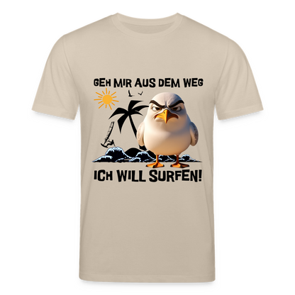 Männer Bio-T-Shirt -ich will surfen- - Beige