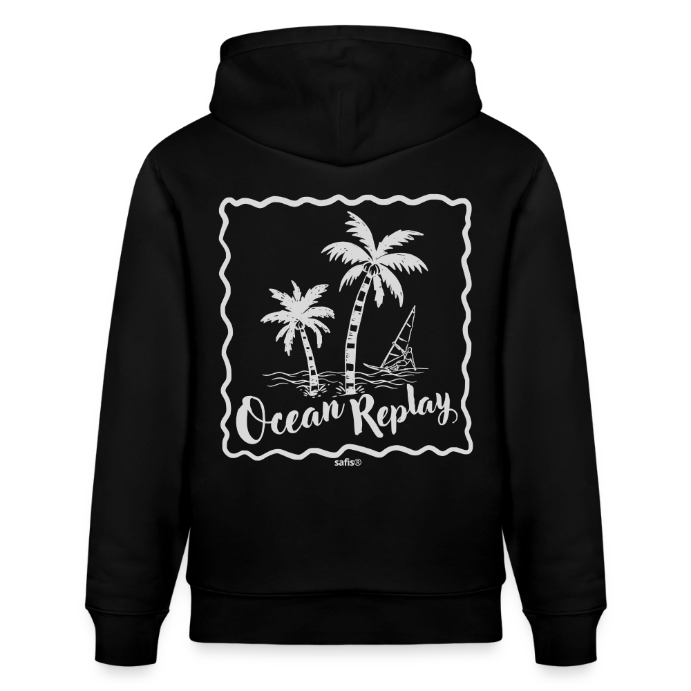 safis® Windsurfer Unisex Bio-Hoodie Cruiser -Ocean Replay- - Schwarz