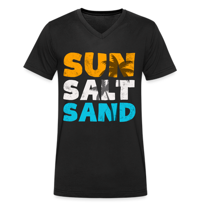 Männer Bio-T-Shirt mit V-Ausschnitt -sun salt sand- - Schwarz