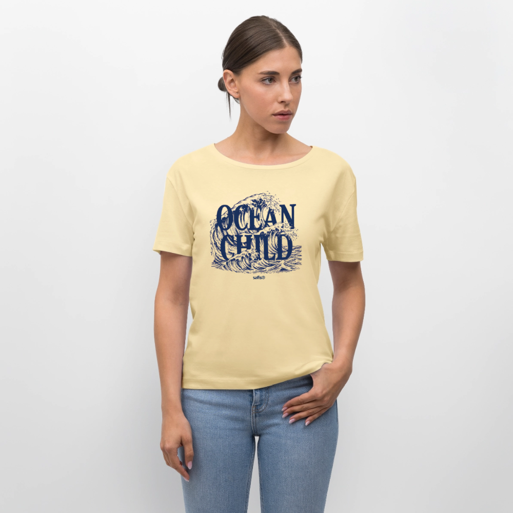 Relaxed Rundhals Frauen Bio-T-Shirt -ocean child- - Creme