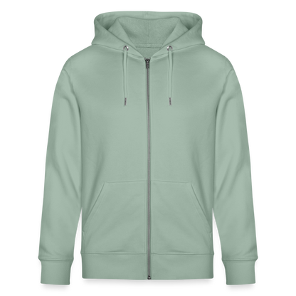 Unisex Bio-Kapuzenjacke -give me wind and water- - Helles Graugrün - Safis Shop