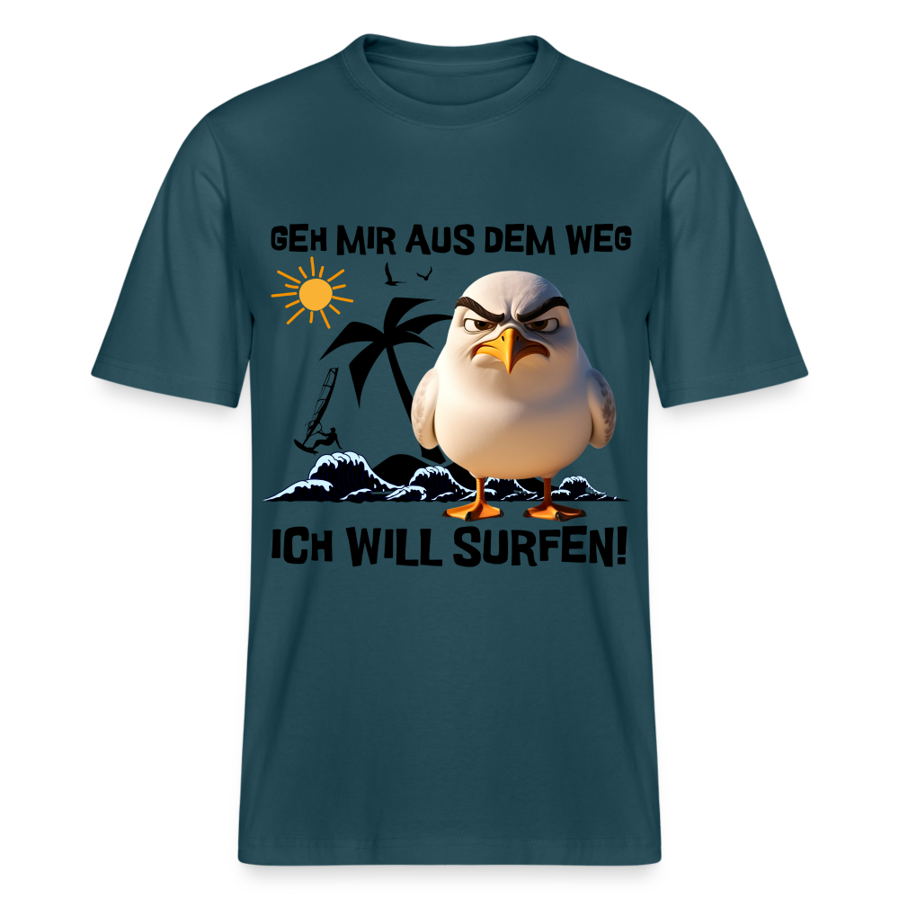 Relaxed Fit Unisex Bio-T-Shirt -ich will surfen- - Dunkles Petrol