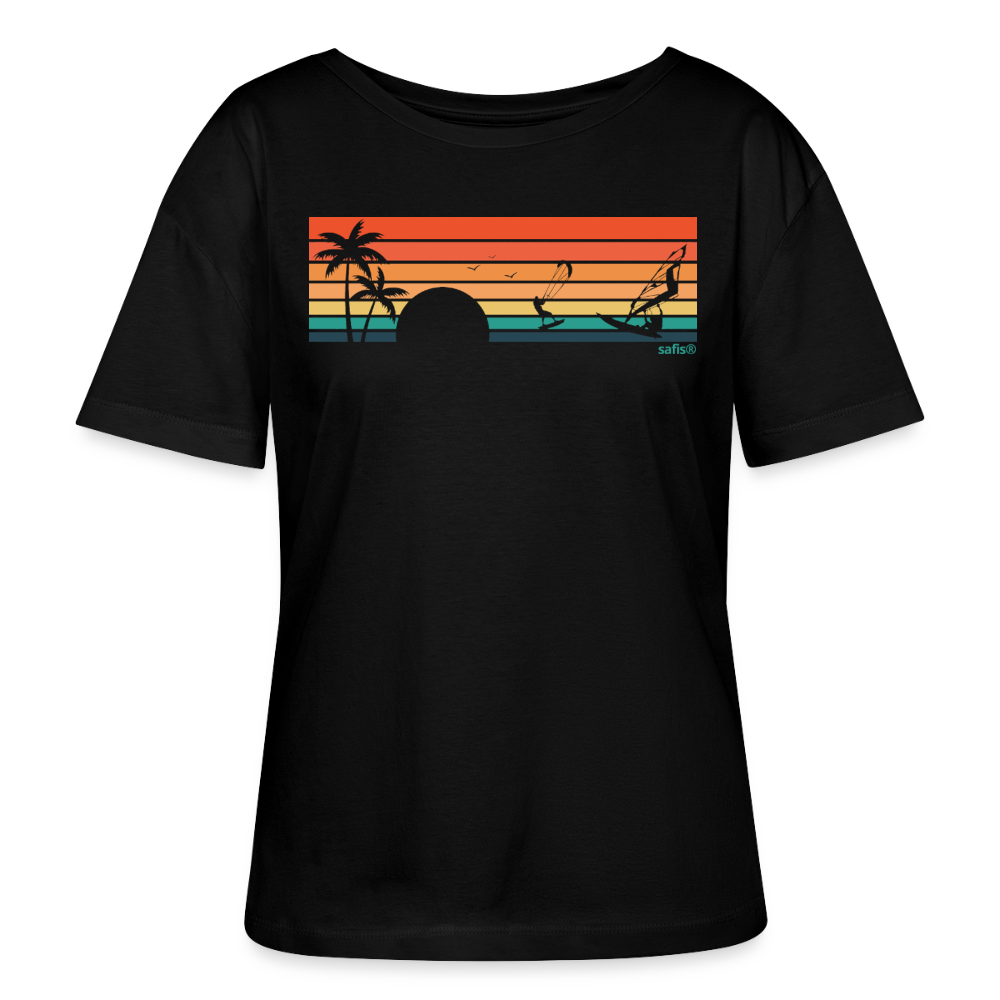 safis® Nachhaltige Windsurf-Kleidung-sunset- Stanley/Stella Relaxed Rundhals Frauen Bio-T-Shirt SERENA - Schwarz
